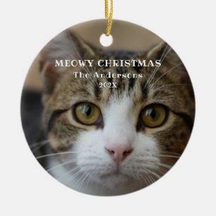 Kat jul-cute Kattunge Photo Meowy jul Julgransprydnad Keramik