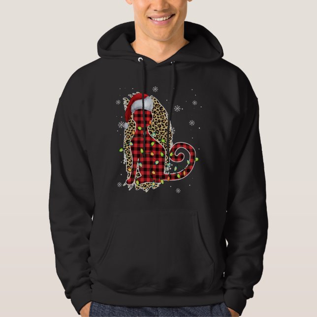 Kat jul Leopard Buffalo Play Red Santa Hat Hoodie (Framsida)