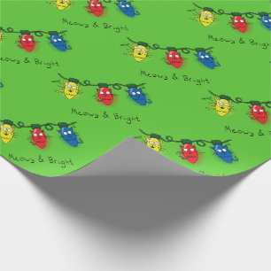 Kat jul Ljus Funny Meowy och Bright Presentpapper