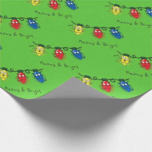 Kat jul Ljus Funny Meowy och Bright Presentpapper (Hörn)