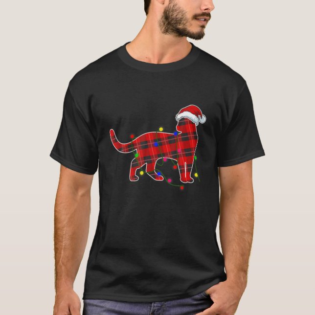 Kat jul Ljus Funny Red Play Hund Mamma T Shirt (Framsida)