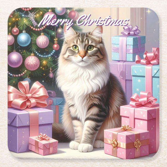 Kat jul underlägg papper kvadrat (Framsidan)