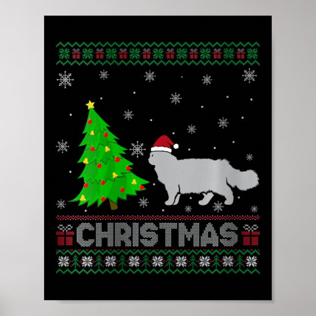 Kat Julafton Träd Lighting Ugly Christm (kvinna) Poster (Framsidan)