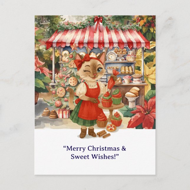 Kat Julbakeri tema för Kattälskare Vykort (Framsida)