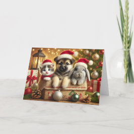 Kat-julkort, Hund julkort, Bunny Helgkort