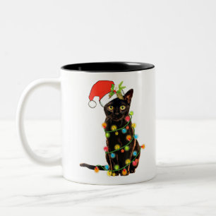 Kat jultomte Meowy Julgran Cat Två-Tonad Mugg