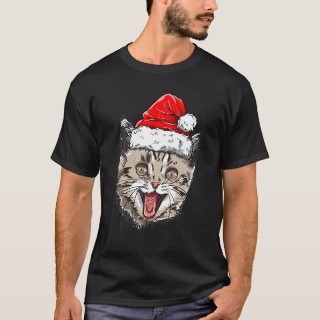 Kat-jultomten Hat Julafton Boys Kids Girls Meowy T Shirt (Framsida)