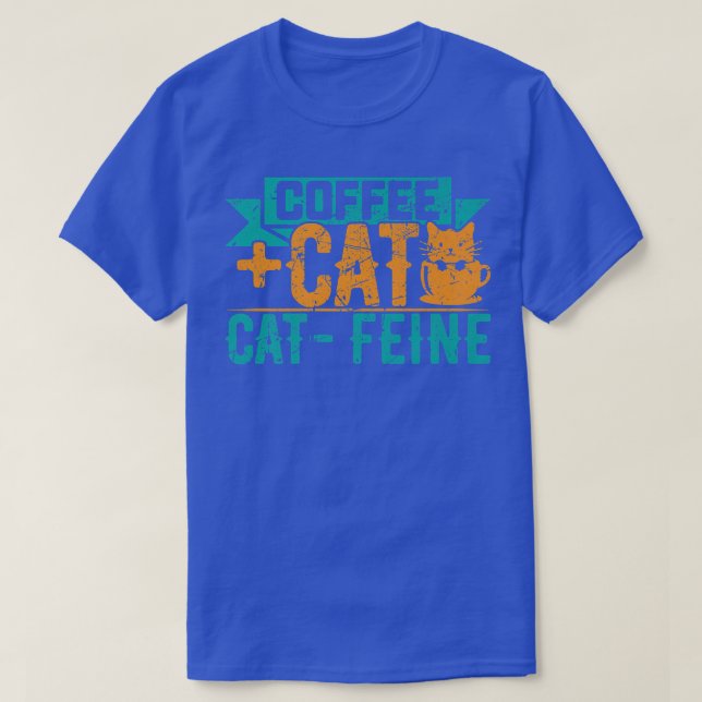 Kat + kaffe CatFeine Funny Kitten Cat Lover Vinta T Shirt (Design framsida)