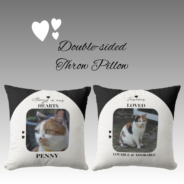 Kat Keepsaké Pet 2 foton Memorial svart Kudde (Skapare uppladdad)