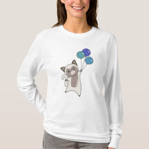 Kat Kitten Balloons Cute Animals Grått Cats T Shirt