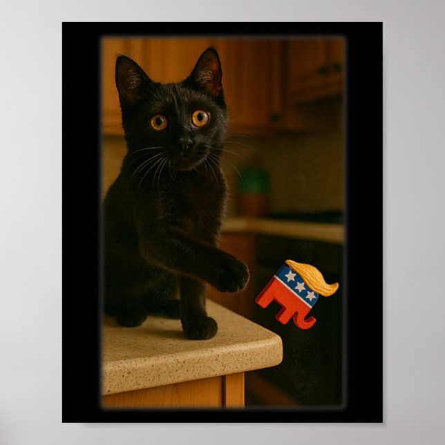 Kat-knackning av trumpen av räknaren Bord Ledge Fu Poster (Framsidan)