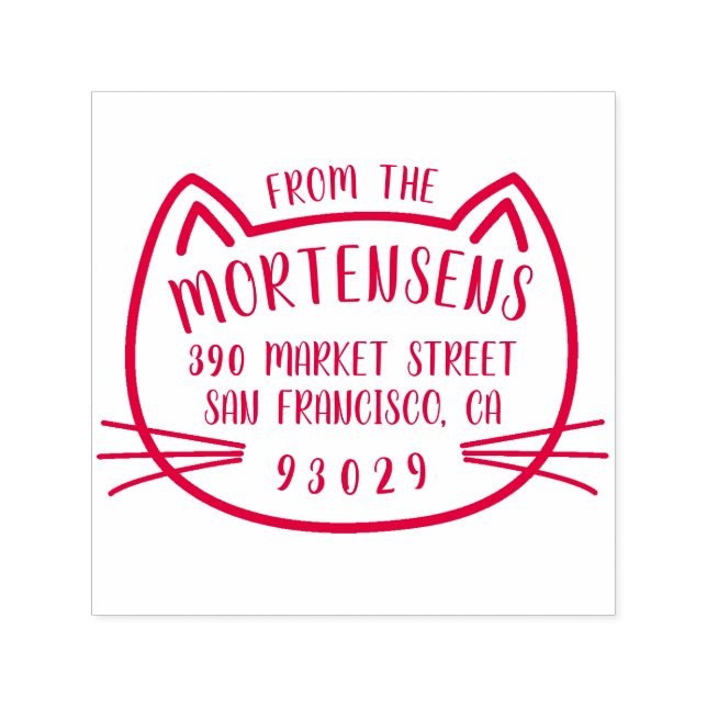 Kat-konturtypsfamiljen Namn Returadress Självfärgande Stämpel (Design)