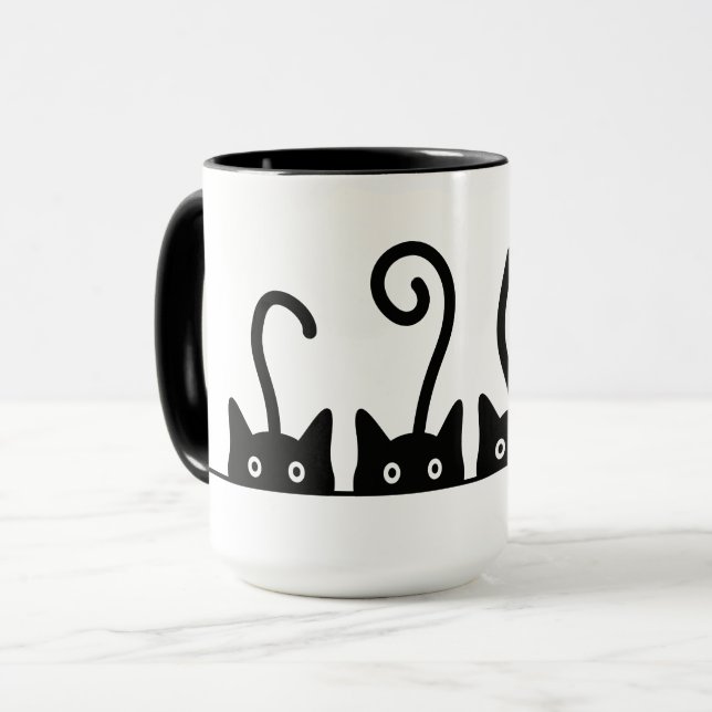 Kat lijn tekening. Drie katjes. Wereld Kattendag. Mugg (Framsida vänster)