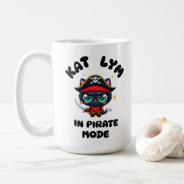 Kat Lym Cute Black Cat Pirate Art Kaffemugg