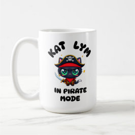 Kat Lym Cute Black Cat Pirate Art Kaffemugg