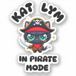 Kat Lym Cute Black Cat Pirate Art Klistermärken