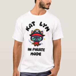 Kat Lym Cute Black Cat Pirate Art T Shirt