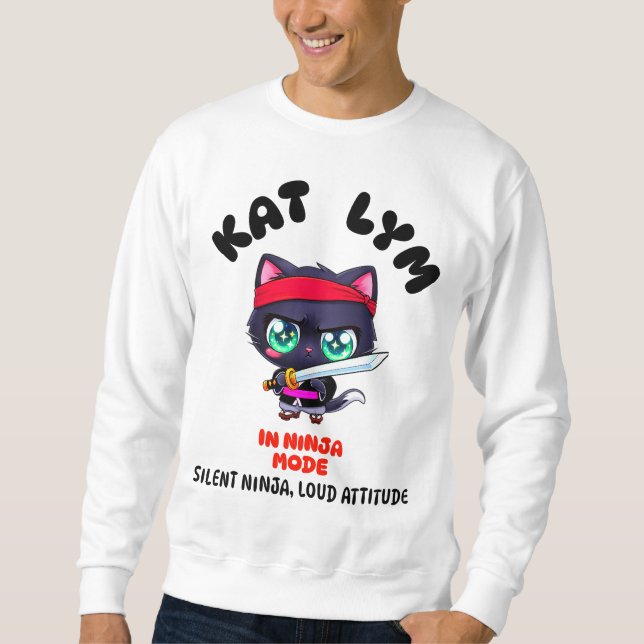 Kat Lym In Ninja Mode Black Cat Lång Ärmad Tröja (Framsida)