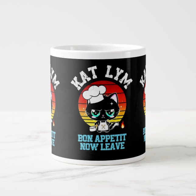 Kat Lym Sarcastic Chef Cat - Bon Appetit Now Leave Jumbo Mugg (Framsidan)