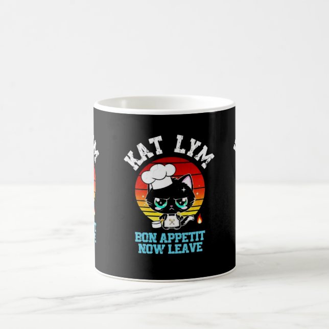 Kat Lym Sarcastic Chef Cat - Bon Appetit Now Leave Kaffemugg (Center)