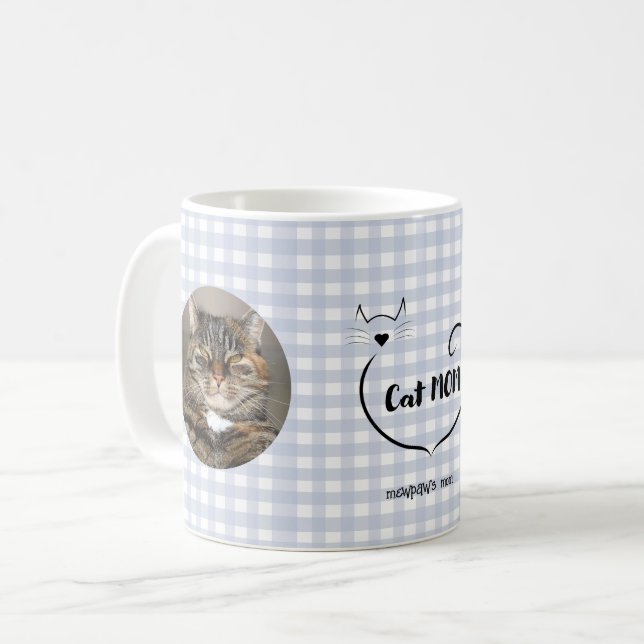 Kat Mamma Kärlek Shape och Simple Script Kaffemugg (Framsida vänster)