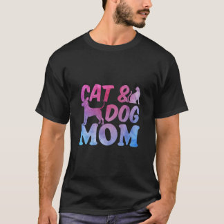 Kat Mamma och Hund Cute Cat Cat & Hund Mamma T Shirt