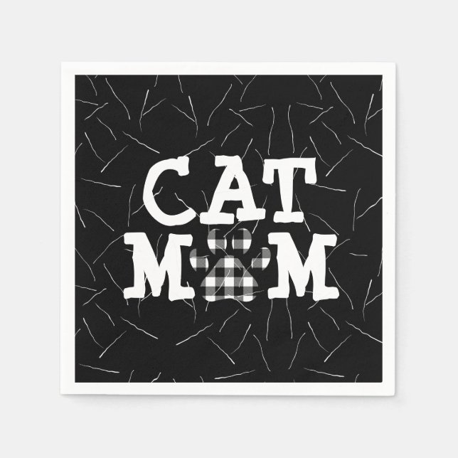 Kat Mamma Pawprint med katthår Pappersservett (Framsidan)