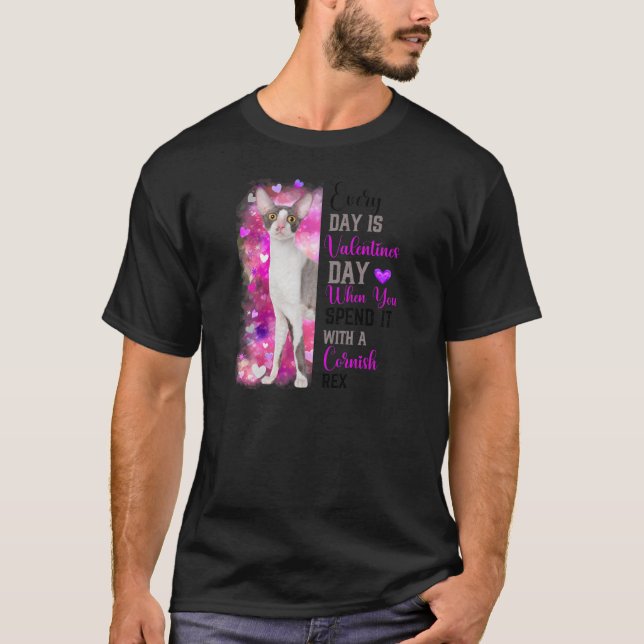 Kat Mamma Valentines day Cat Mamma i Cornish Rex T Shirt (Framsida)