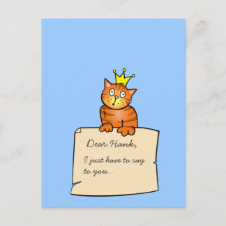 Kat med Brev - vykort