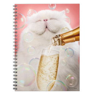 Kat med champagne anteckningsbok