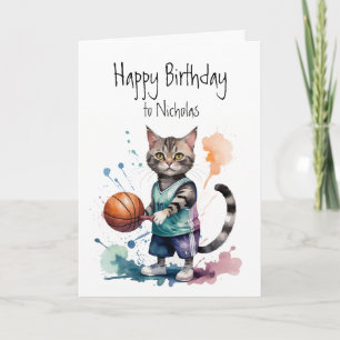 Kat med eget namn som spelar basket kort