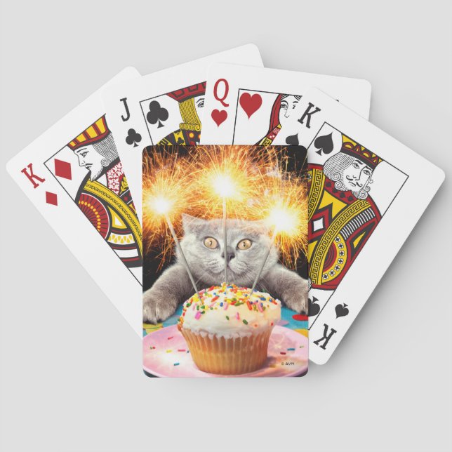 Kat med miniatyrkrita casinokort (Baksidan)