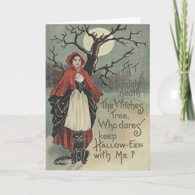 Kat med svart katt, full måne kort (Framsida)