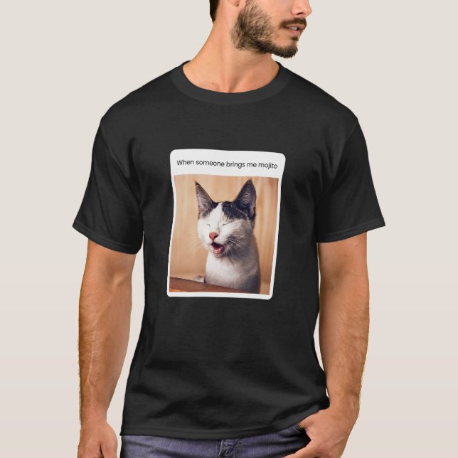 Kat Meme Mojito Drinker Alkohol T Shirt (Framsida)