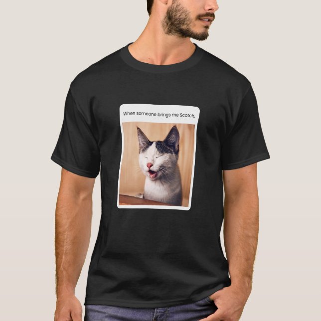 Kat Meme Scotch Drinker Alcohol T Shirt (Framsida)