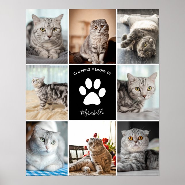 Kat Memorial Anpassningsbar Pet Collage in Loving  Poster (Framsidan)