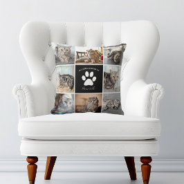 Kat Memorial Anpassningsbar Pet Photo Collage Paw  Kudde
