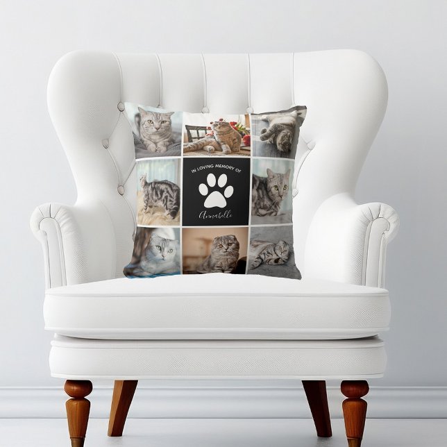 Kat Memorial Anpassningsbar Pet Photo Collage Paw  Kudde (Skapare uppladdad)