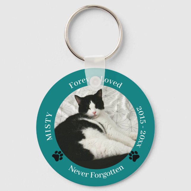 Kat Memorial for Loved Pet Photo Keychain Nyckelring (Framsida)