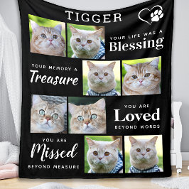 Kat Memorial Gift - Personlig Pet Loss 8 Foto Fleecefilt