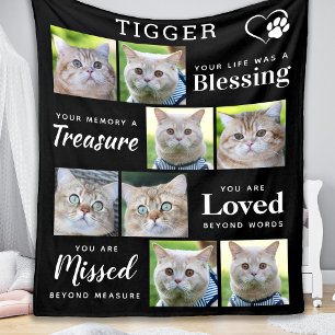Kat Memorial Gift - Personlig Pet Loss 8 Foto Fleecefilt