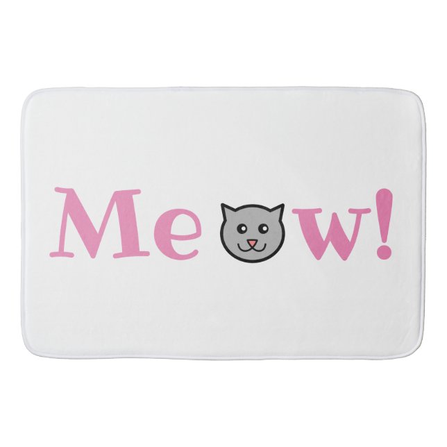 Kat Meow Rosa Grått Animal Bathroom Mat Badrumsmatta (Framsidan)