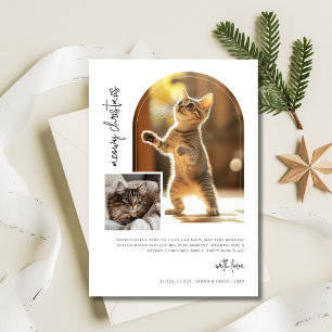 Kat Meowy-fotoport för julfest Julkort