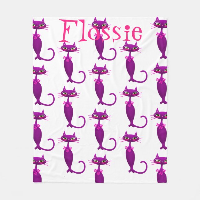 Kat mitten av århundradets söta, gigantisk lila ro fleecefilt (Framsidan)