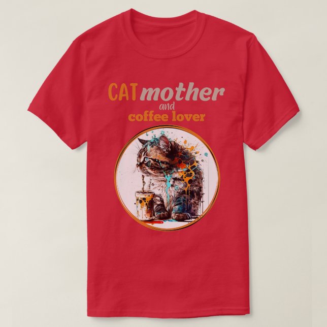 Kat mor och kaffe älskare t shirt (Design framsida)