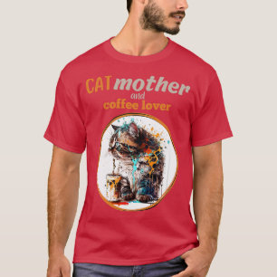 Kat mor och kaffe älskare t shirt