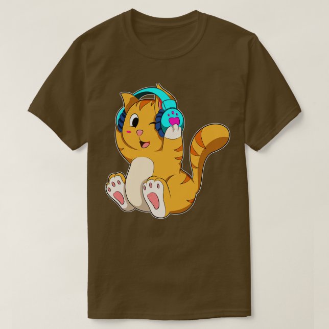Kat Music med hörlurar T Shirt (Design framsida)