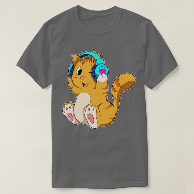 Kat Music med hörlurar T Shirt (Design framsida)