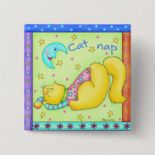 Kat Nap Button Badge Knapp