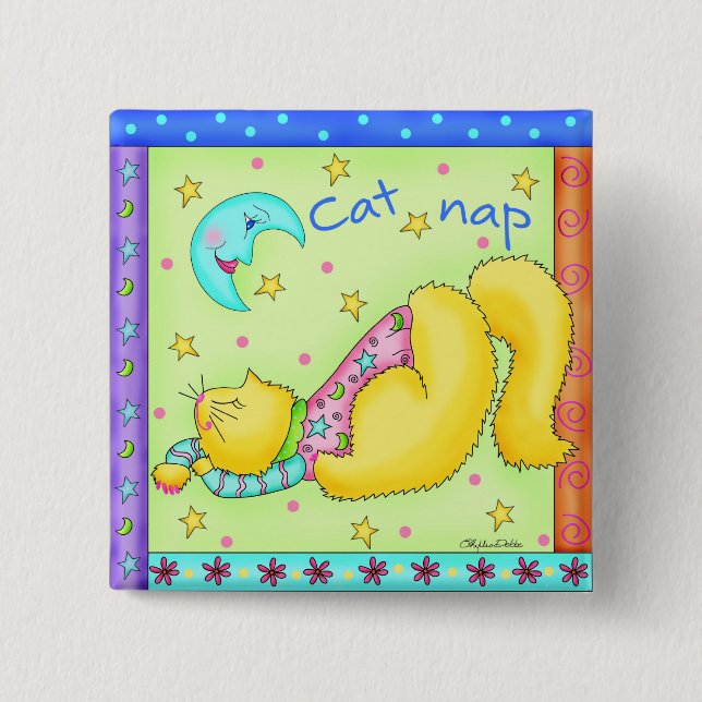 Kat Nap Button Badge Knapp (Framsida)